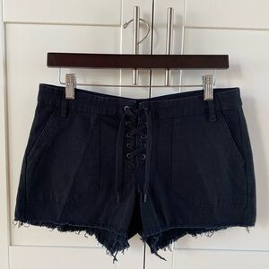 BlankNYC Lace Up Distressed Shorts